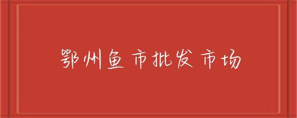 鄂州魚市批發市場 農副產品銷售的活力之源